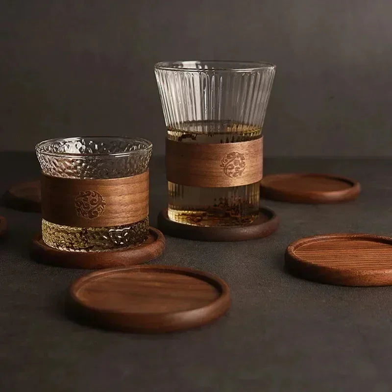 Noble wooden coasters made of walnut wood