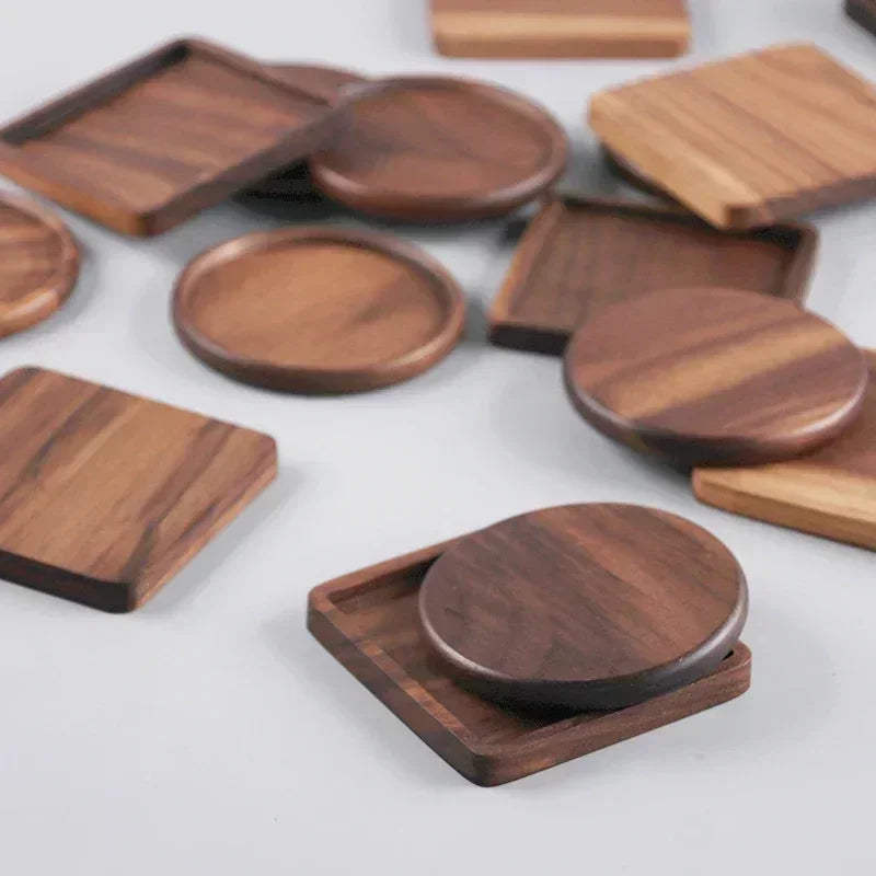 Noble wooden coasters made of walnut wood